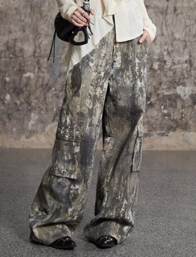 Abstract Print Wide-Leg Pants