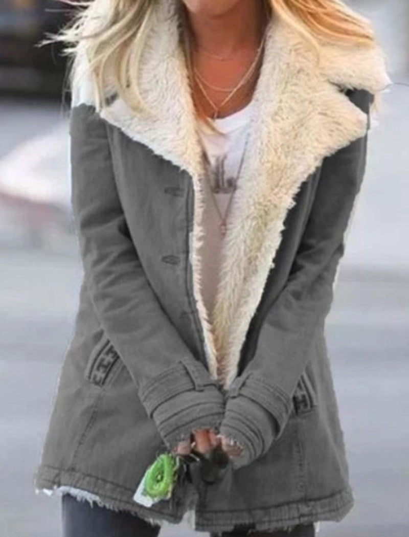 Fleece Lined Button-Up Coat