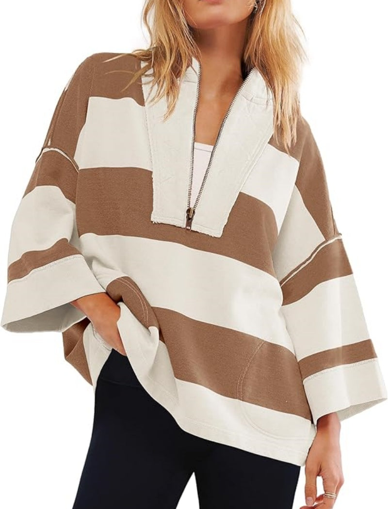 Striped Pullover Poncho
