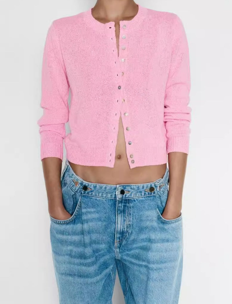 Button-Up Cropped Cardigan