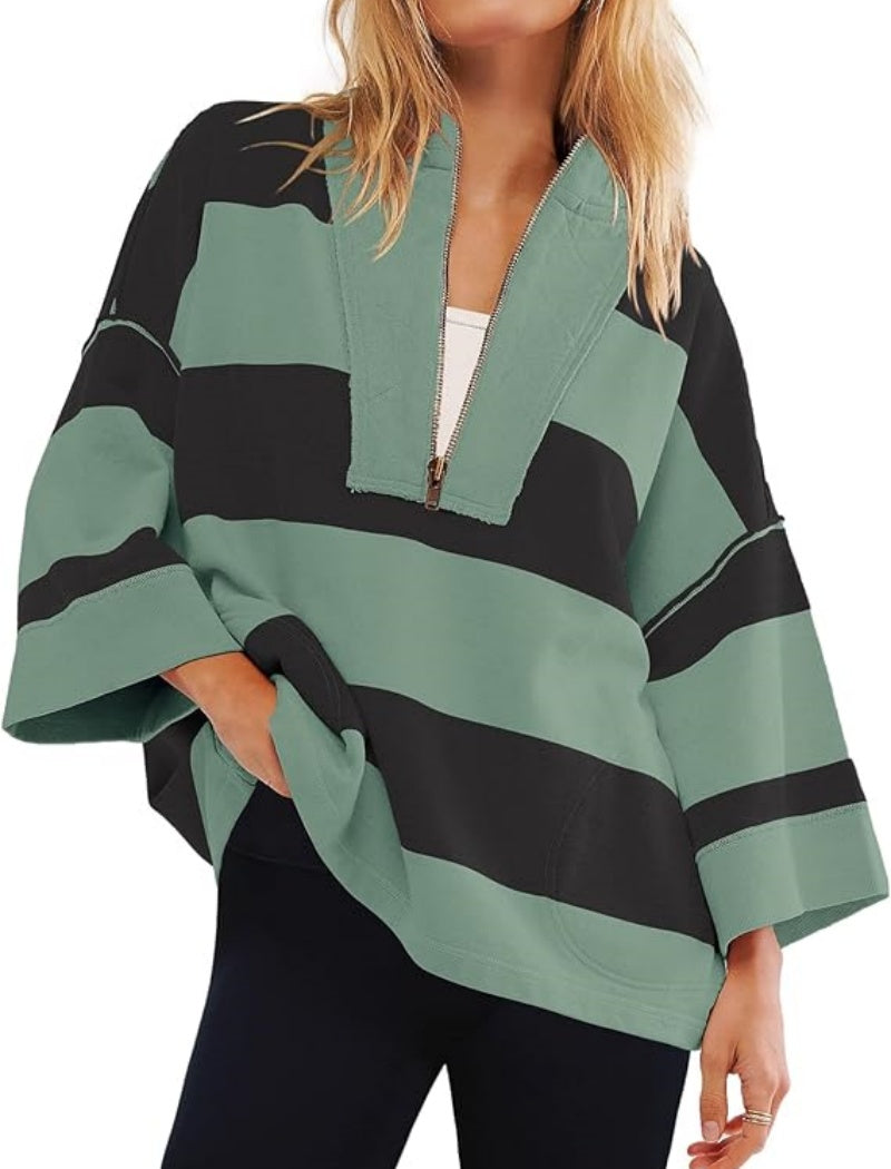 Striped Pullover Poncho