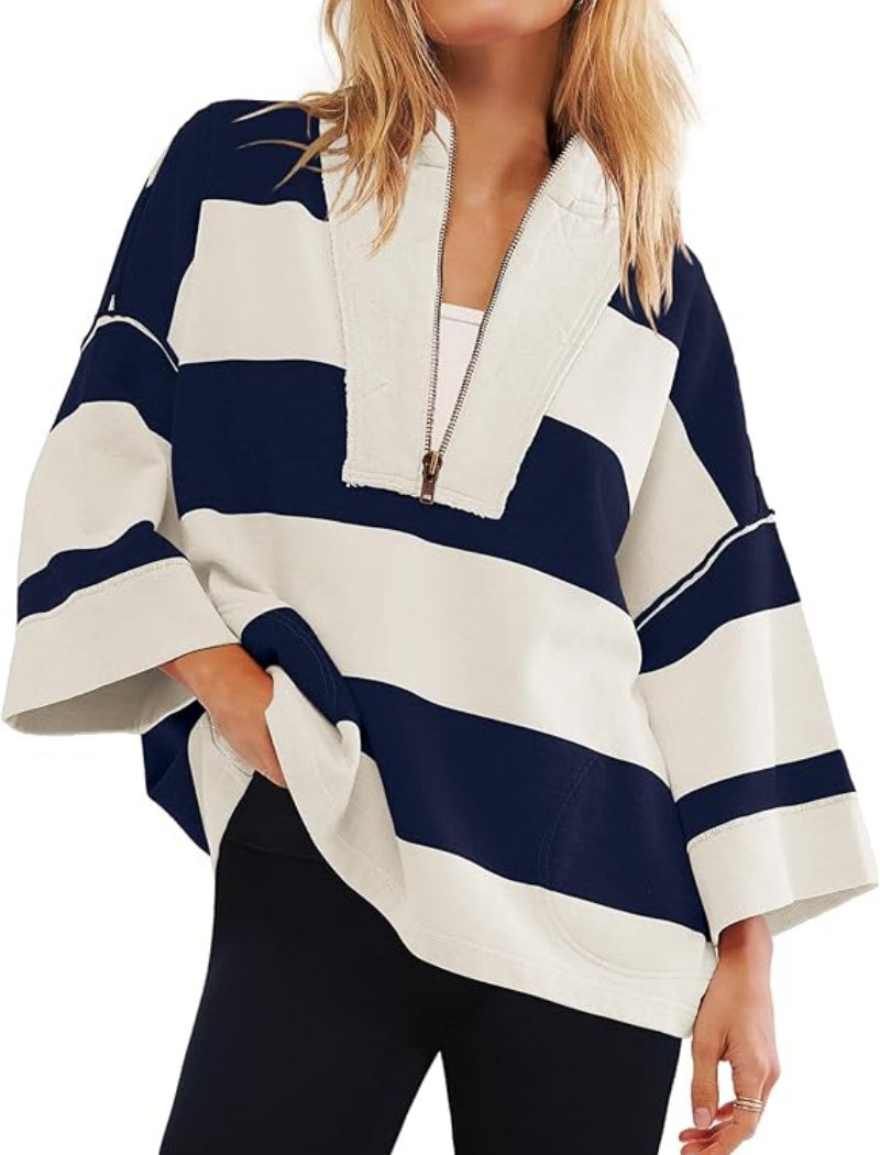 Striped Pullover Poncho