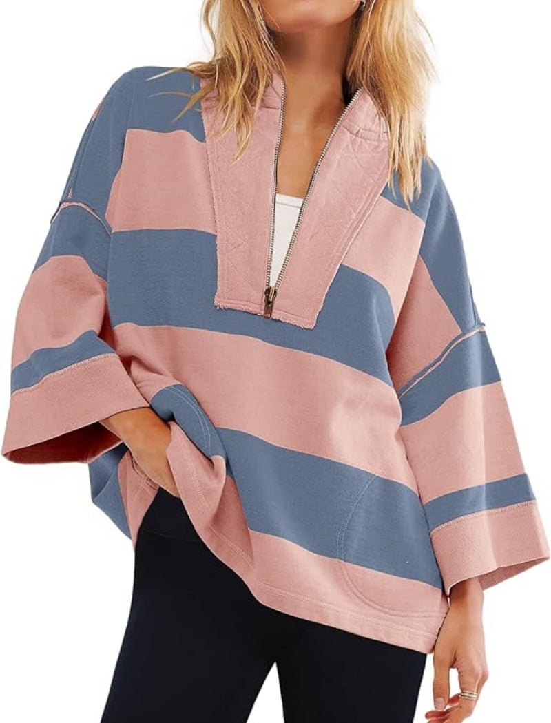 Striped Pullover Poncho