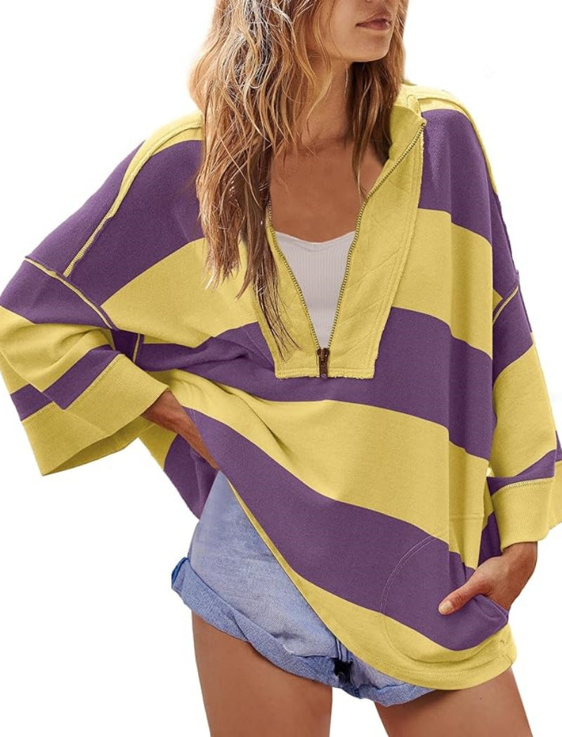 Striped Pullover Poncho