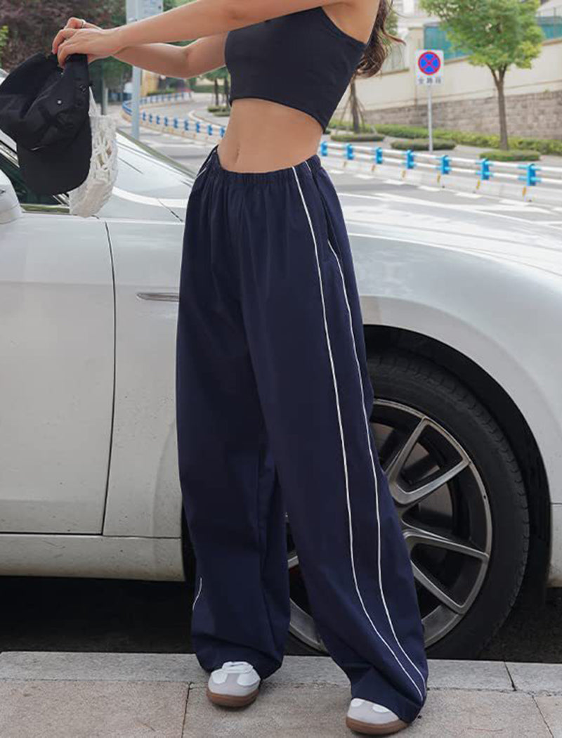 Track-Style Wide-Leg Pants