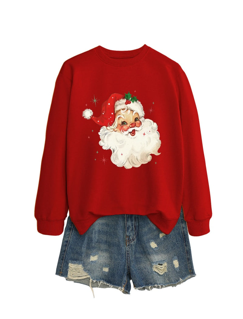 Vintage Santa Print Casual Top