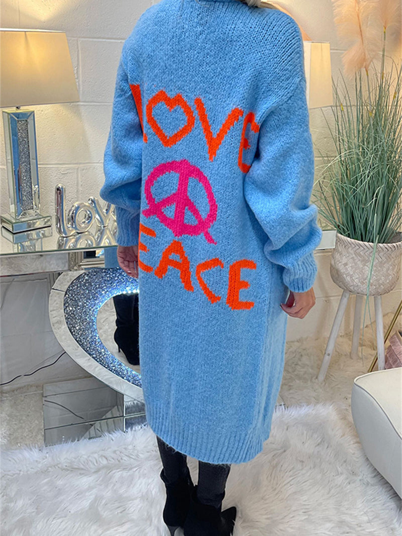 Love and Peace Graphic Cardigan