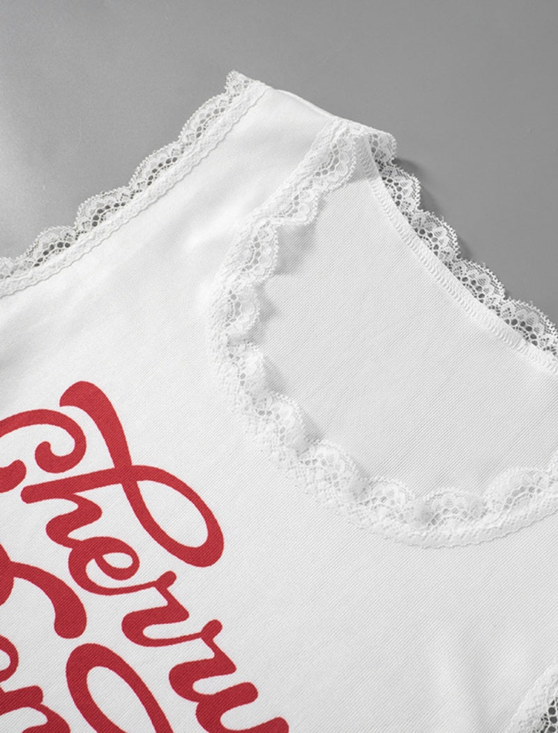 Cherry Print Cropped Tank Top