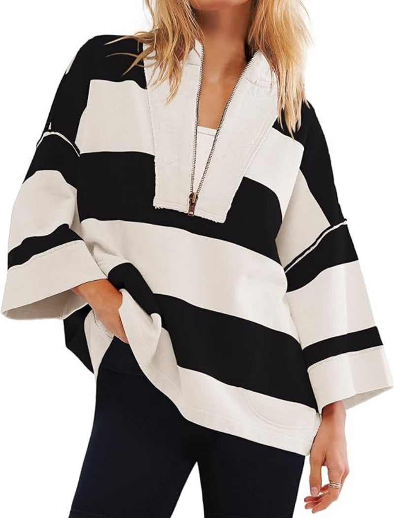 Striped Pullover Poncho