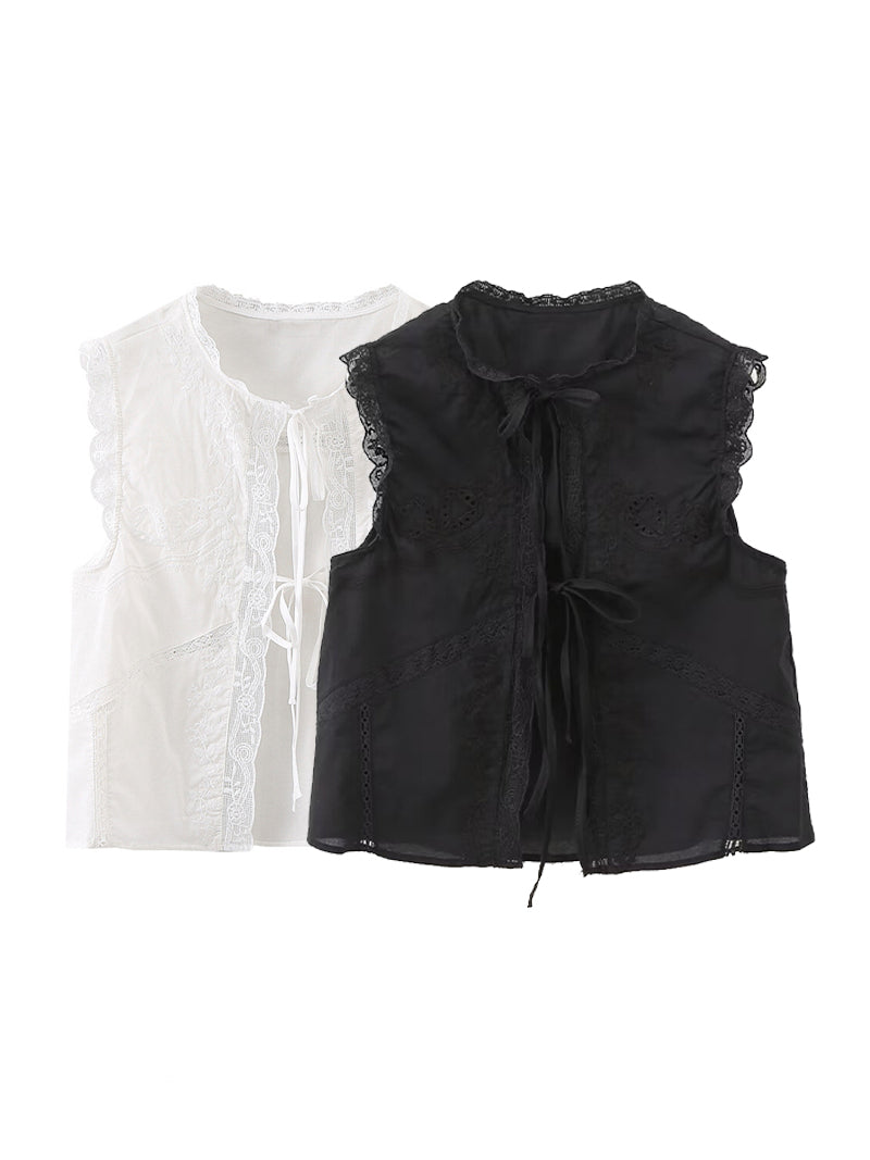 Lace Tie-Front Vest