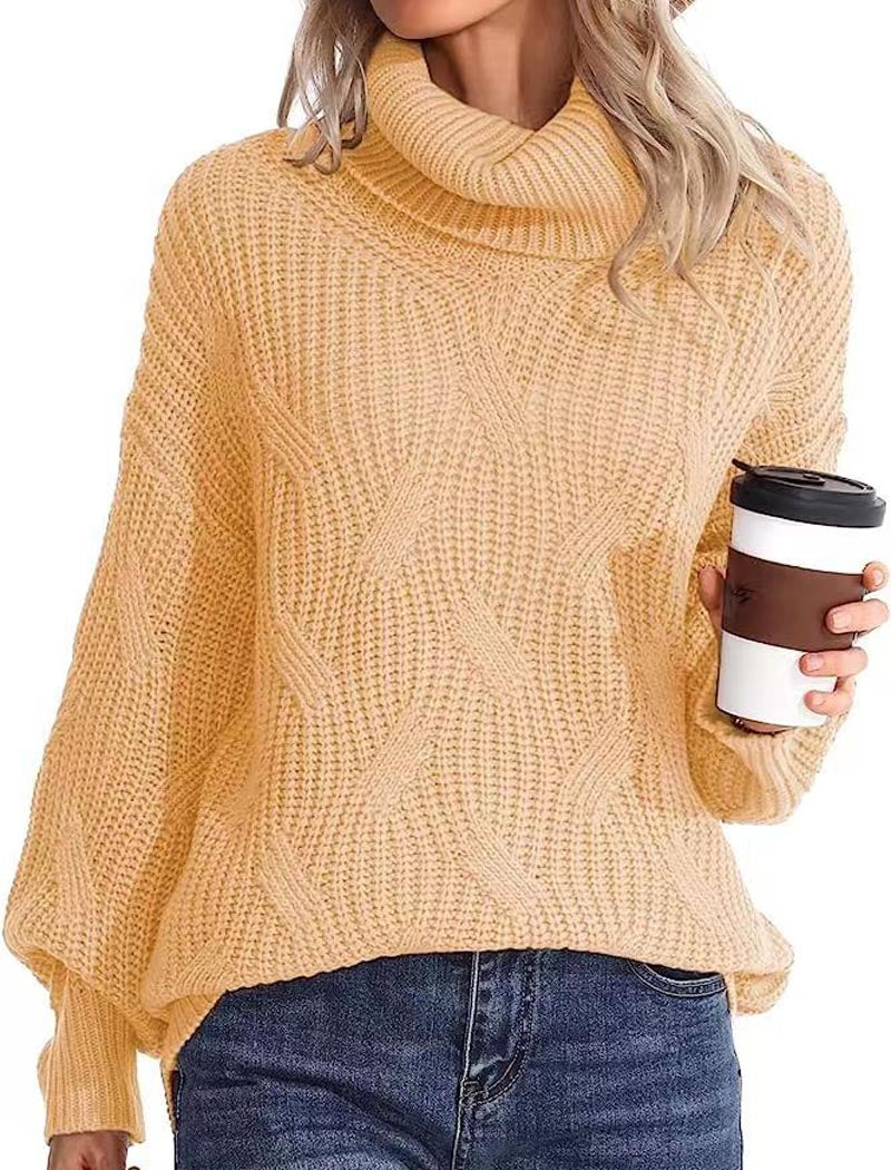 Oversized Turtleneck Knit Sweater