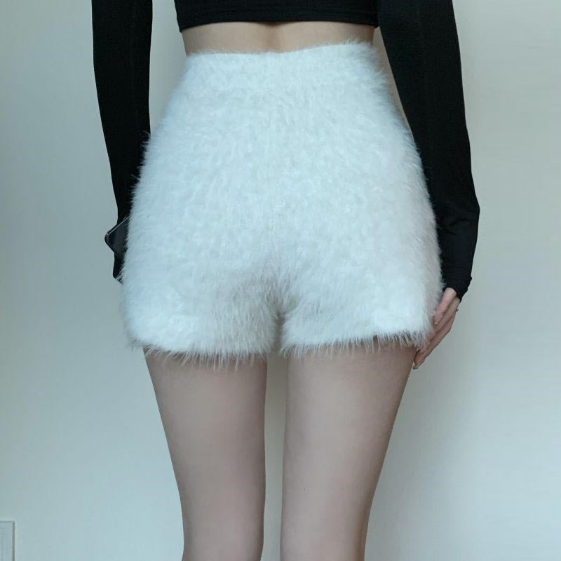 High-Waisted Knit Fleece Shorts