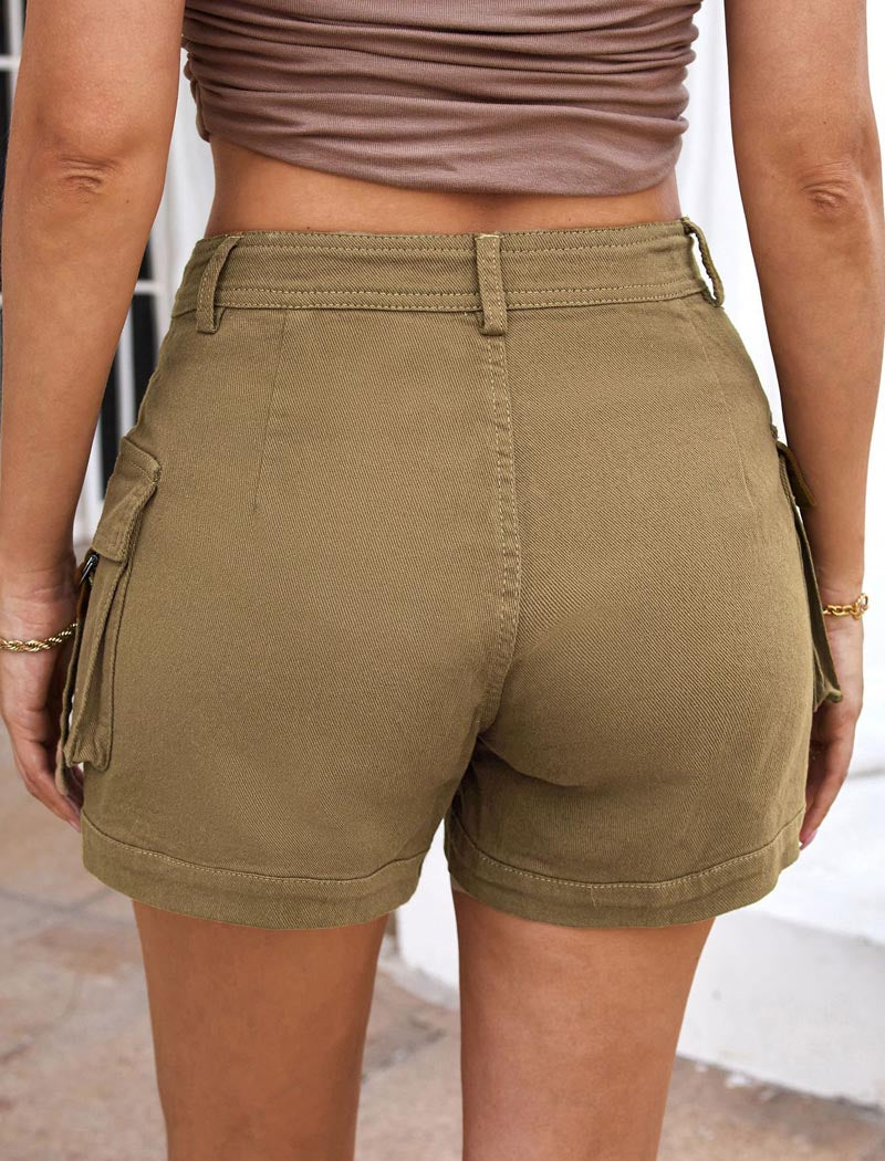 High-Rise Cargo Pocket Shorts