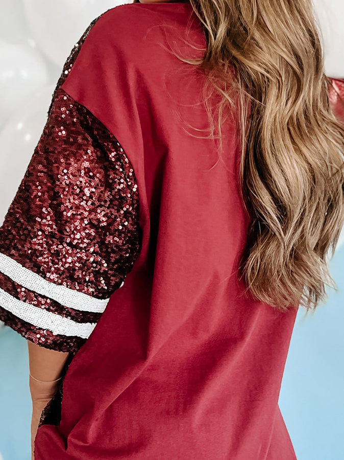 Sequin Football Print Tee