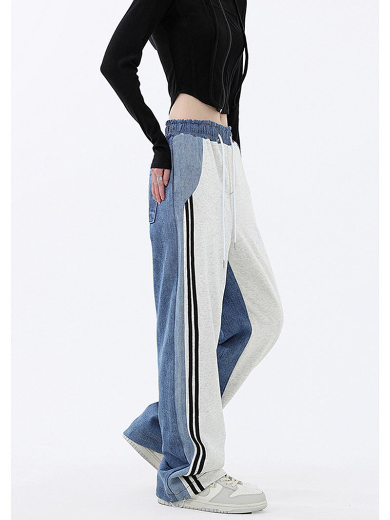 Colorblock Striped Drawstring Pants