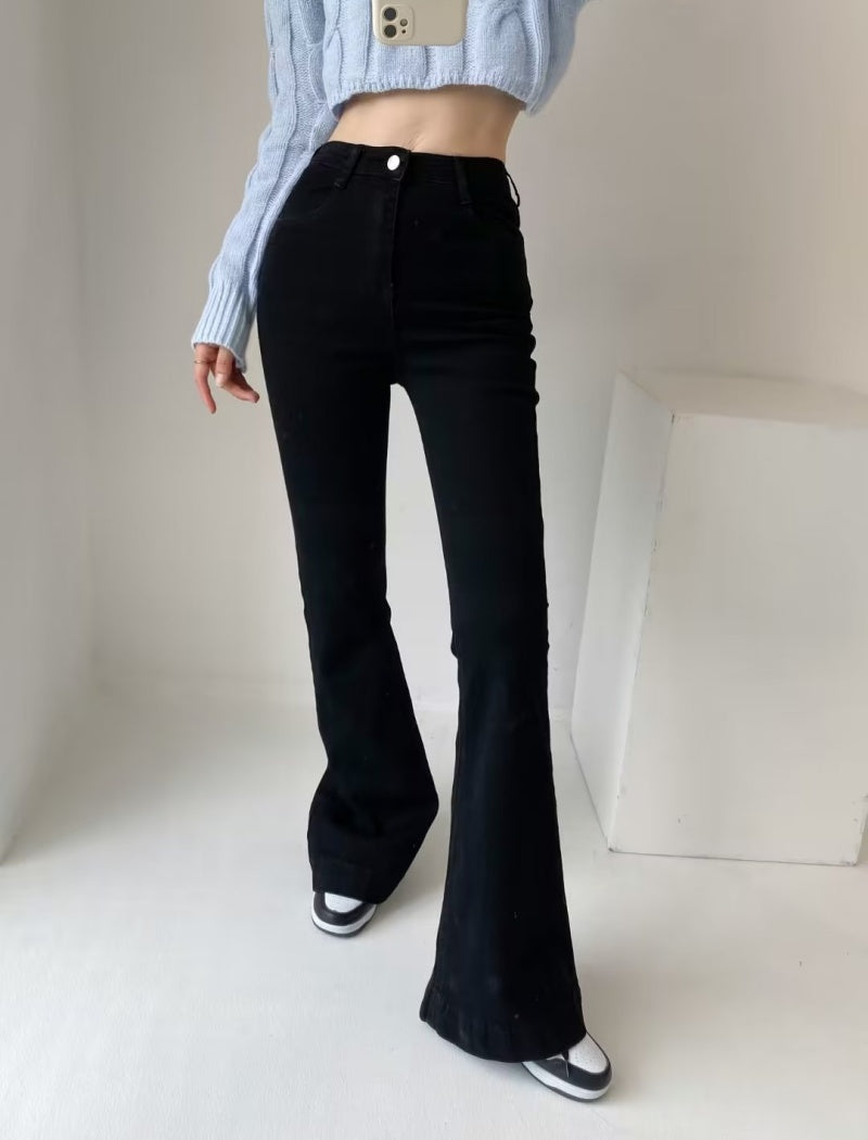 Flared High-Waist Denim Jeans