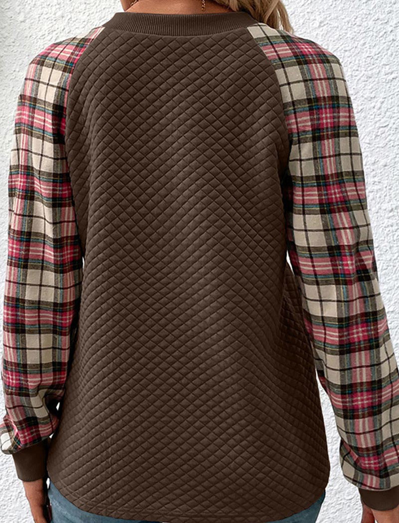 Colorblock Plaid Pullover