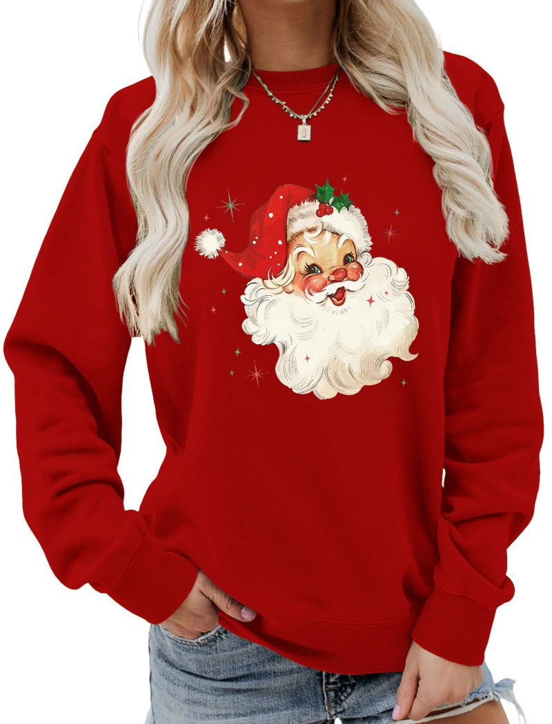 Vintage Santa Print Casual Top