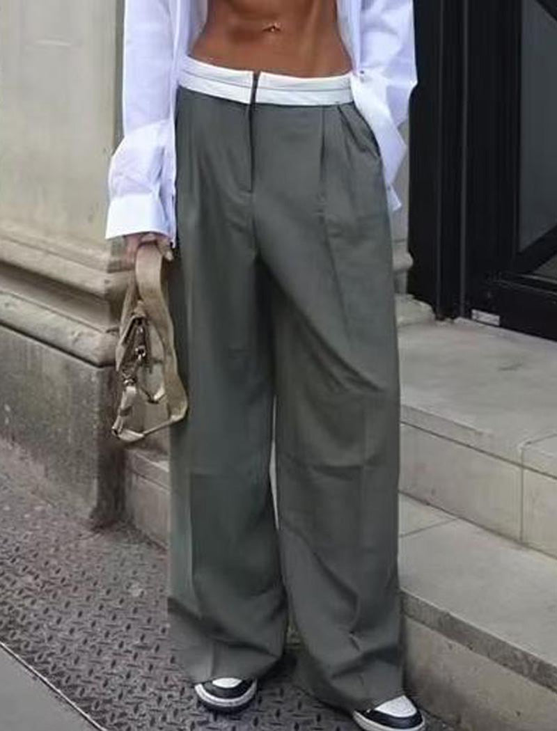 High-Rise Straight-Leg Colorblock Pants