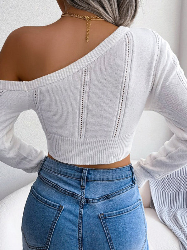 One-Shoulder Crop Sweater