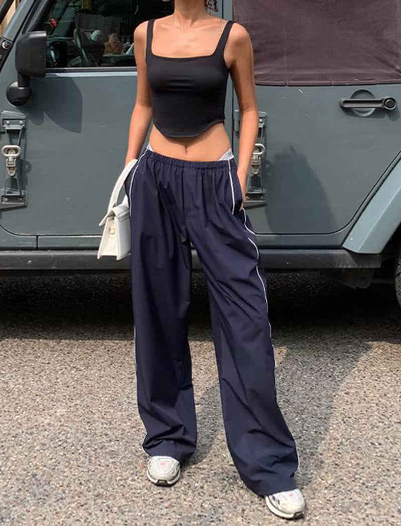 Track-Style Wide-Leg Pants