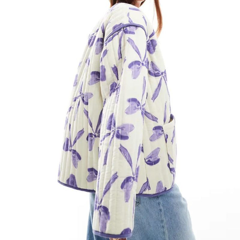 Bow Print Quilted Jacket