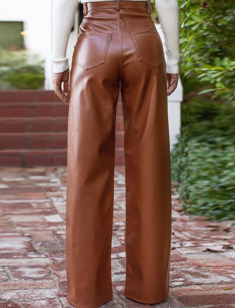 High-Rise Faux Leather Pants