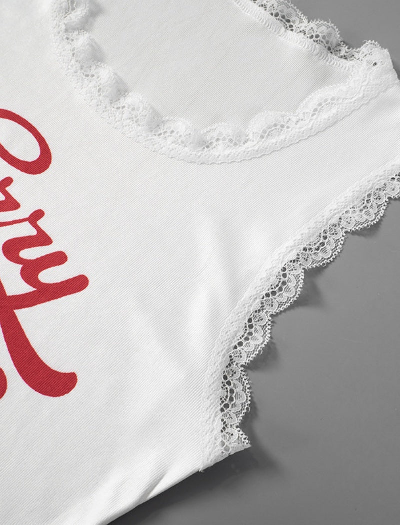 Cherry Print Cropped Tank Top