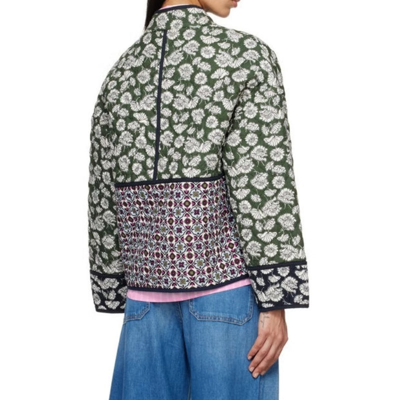 Quilted Floral Contrast Pocket Jacket