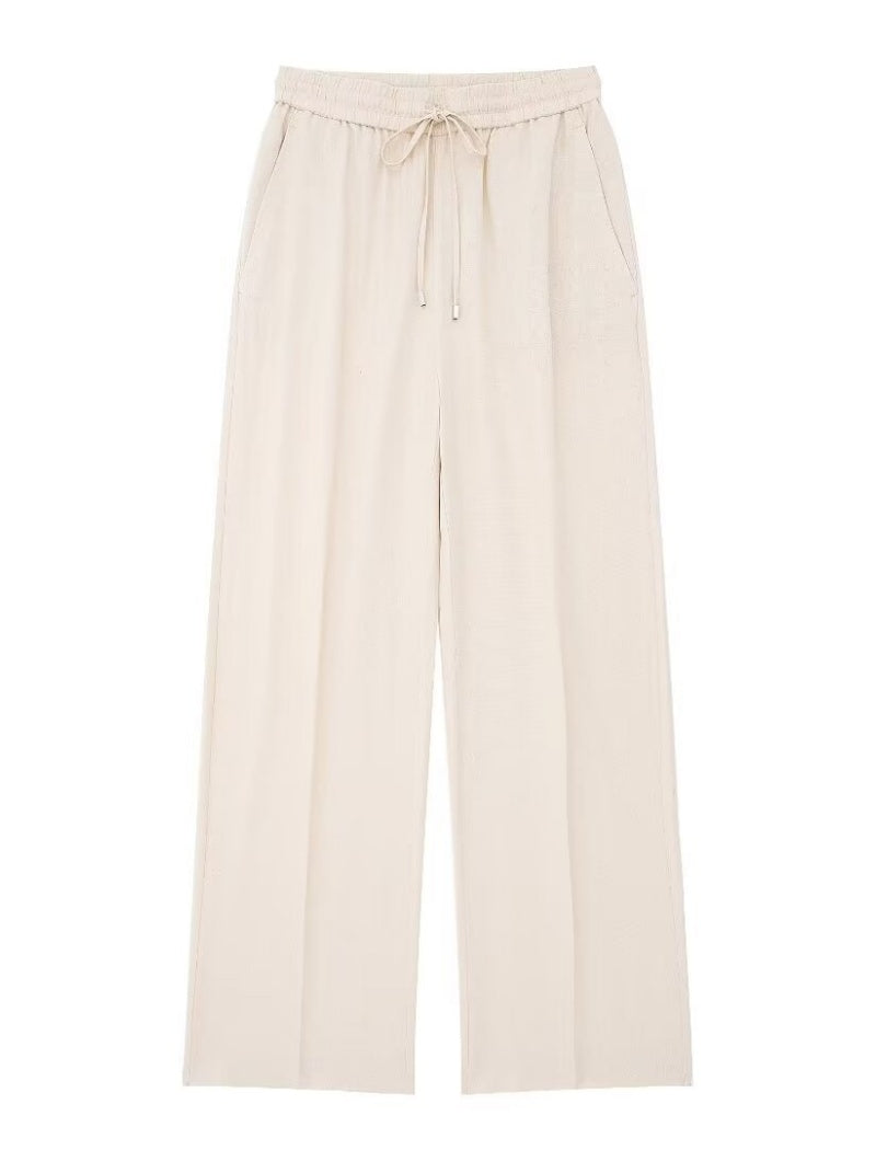 Drawstring Waist Wide-Leg Pants