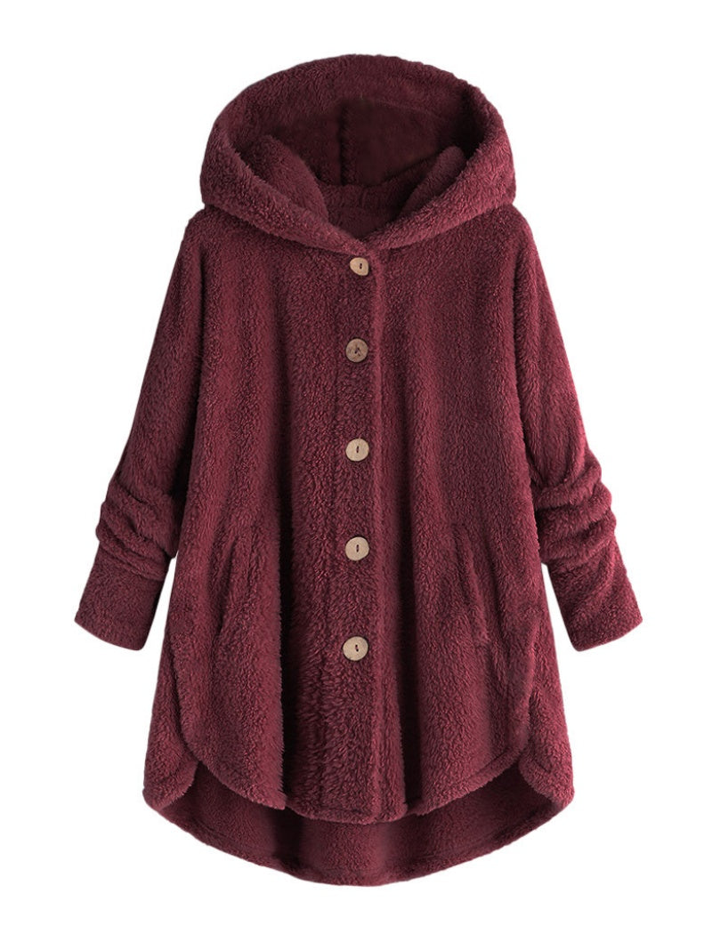 Button-Up Cozy Hooded Jacket