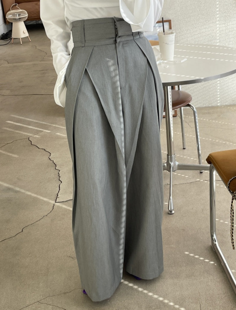 High-Rise Wide-Leg Pleated Pants