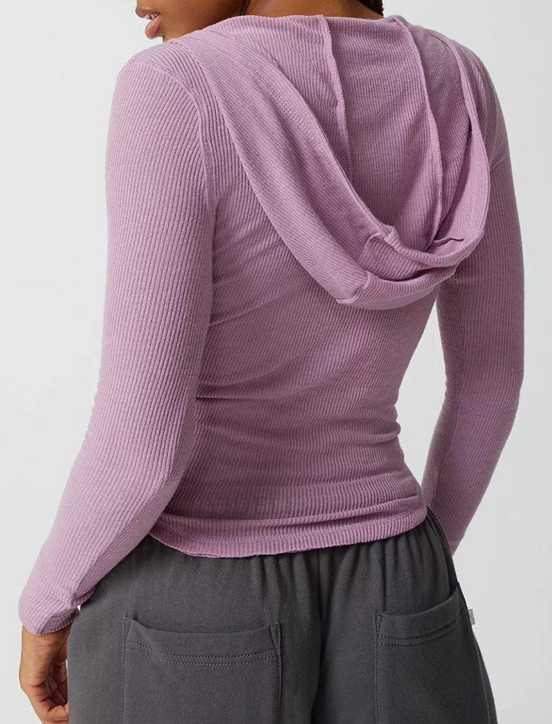 Ribbed V-Neck Henley Top