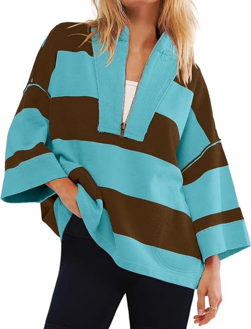 Striped Pullover Poncho