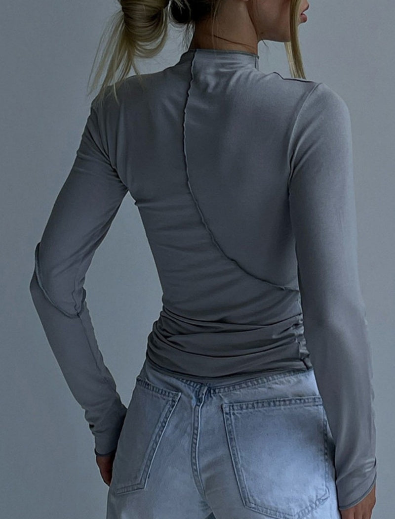 Raw Edge Long Sleeve Top