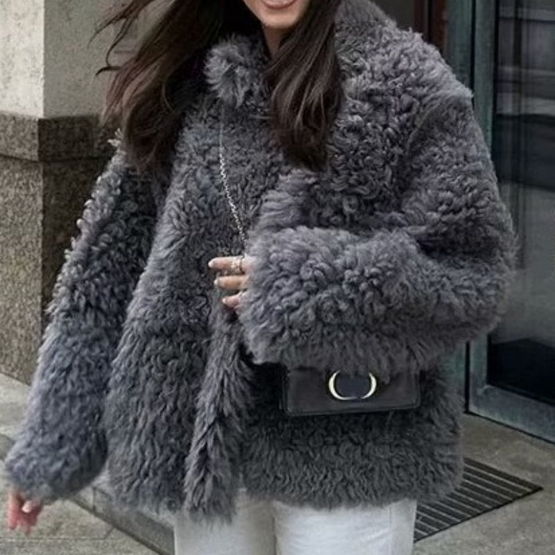 Oversized Faux Fur Jacket with Soft Texture