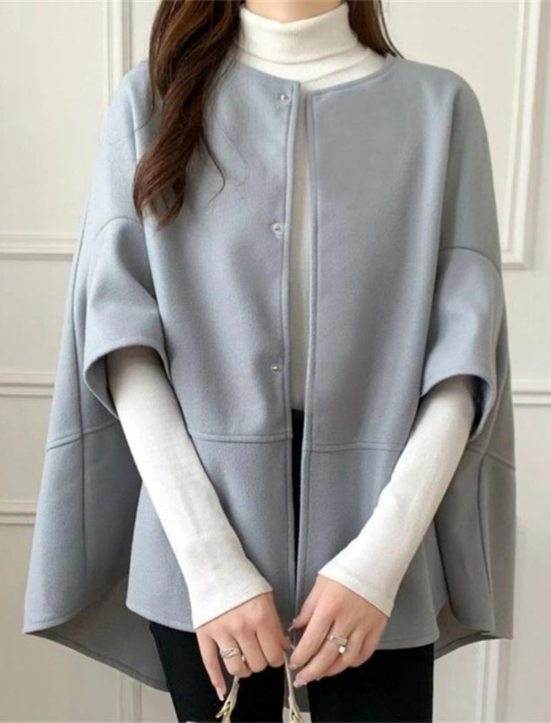Button-Up Cape Style Outerwear