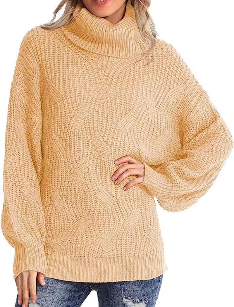 Oversized Turtleneck Knit Sweater