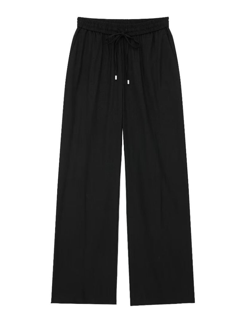 Drawstring Waist Wide-Leg Pants