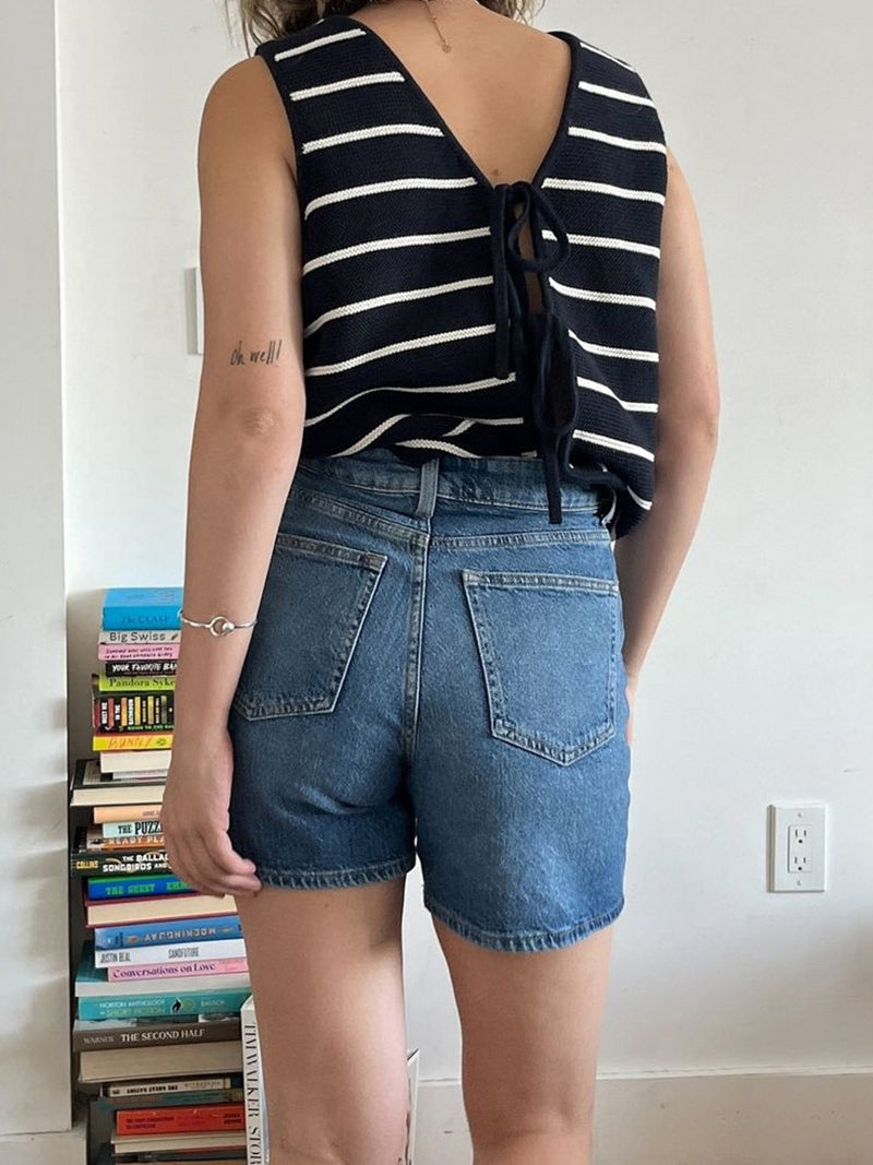 Striped Tie-Front Vest