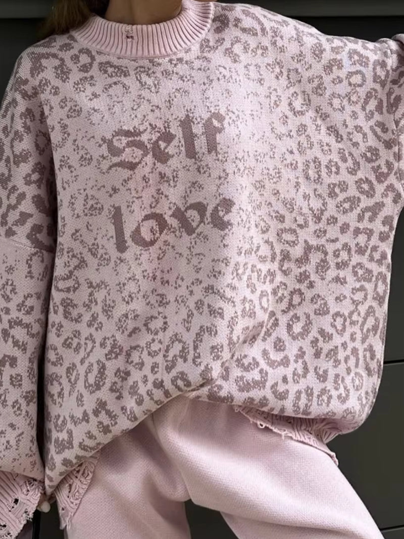 Oversized Distressed Graphic Sweater