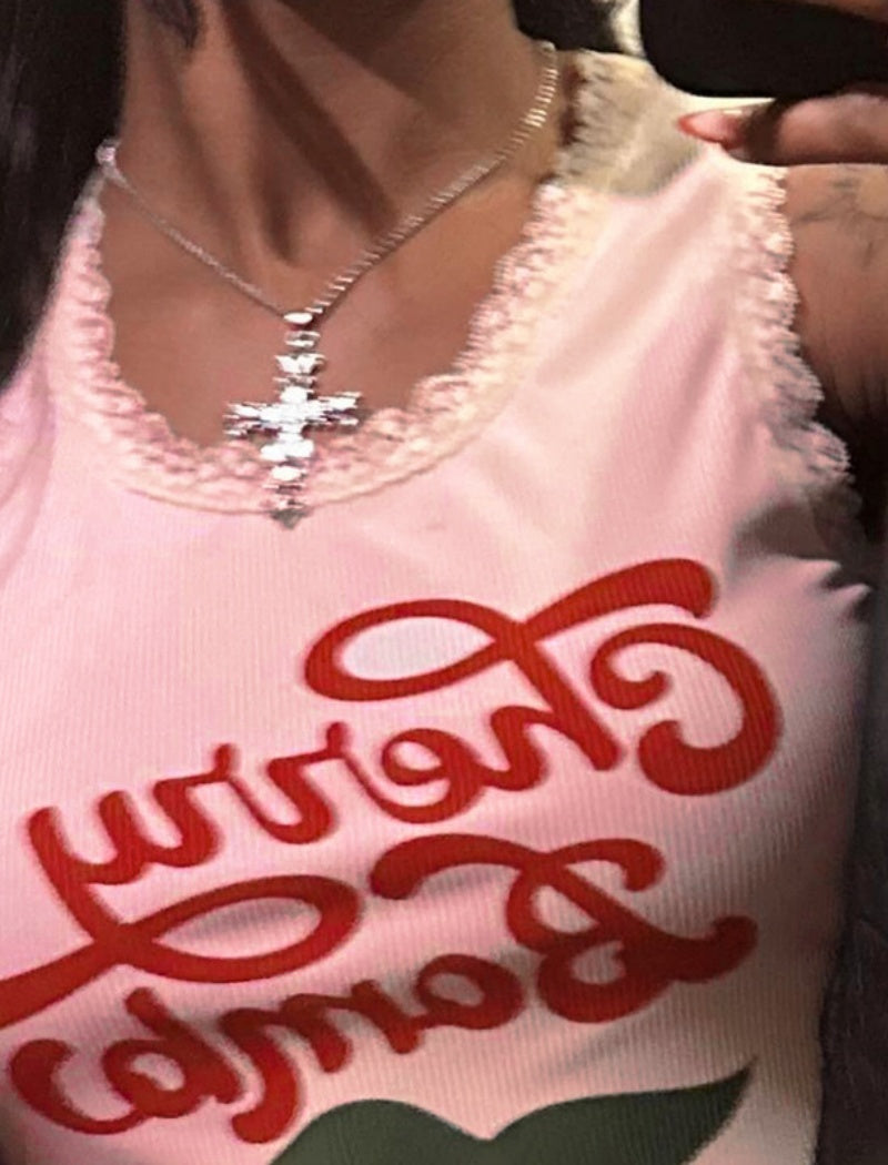 Cherry Print Cropped Tank Top