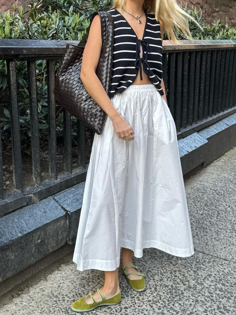 Striped Tie-Front Vest