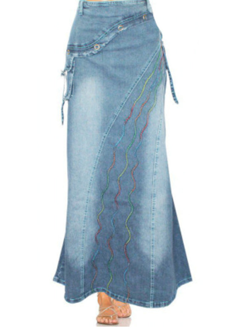 Asymmetrical Detailed Maxi Skirt