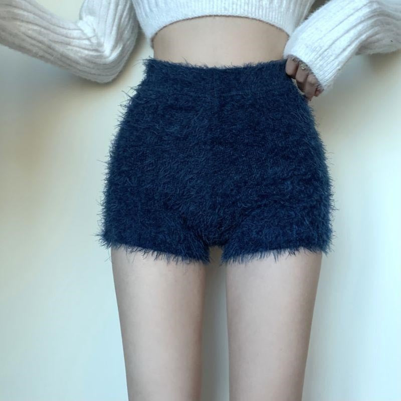 High-Waisted Knit Fleece Shorts