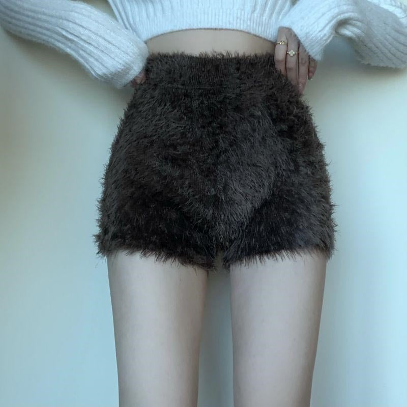 High-Waisted Knit Fleece Shorts