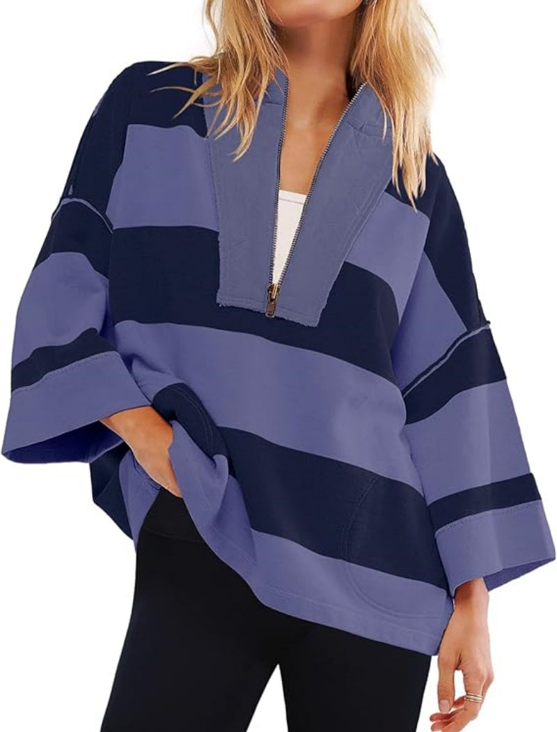 Striped Pullover Poncho