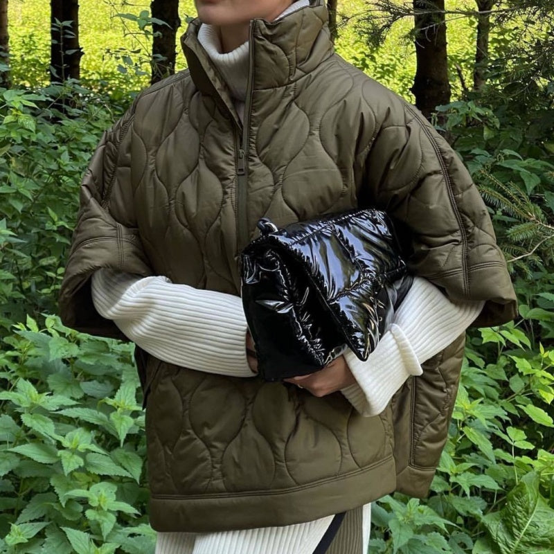 Cape Style Zip Up Coat