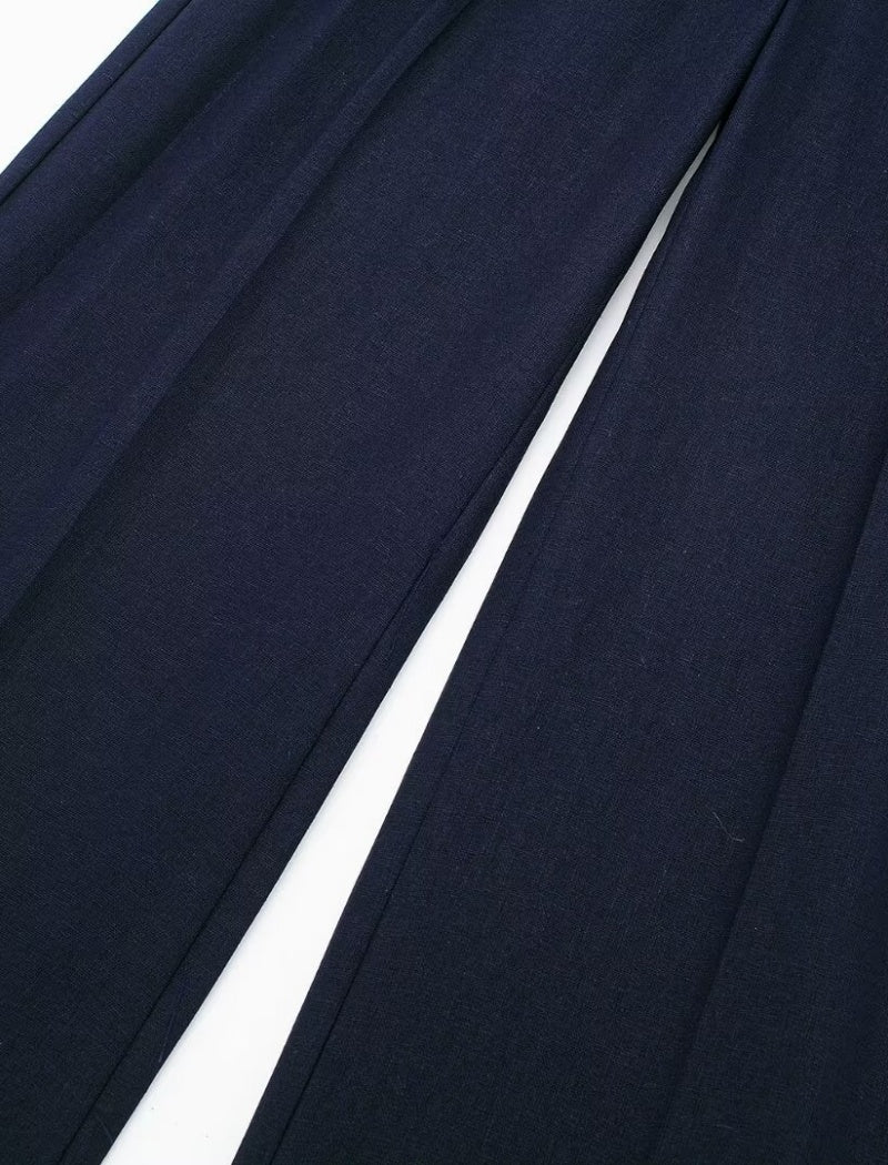 Drawstring Waist Wide-Leg Pants