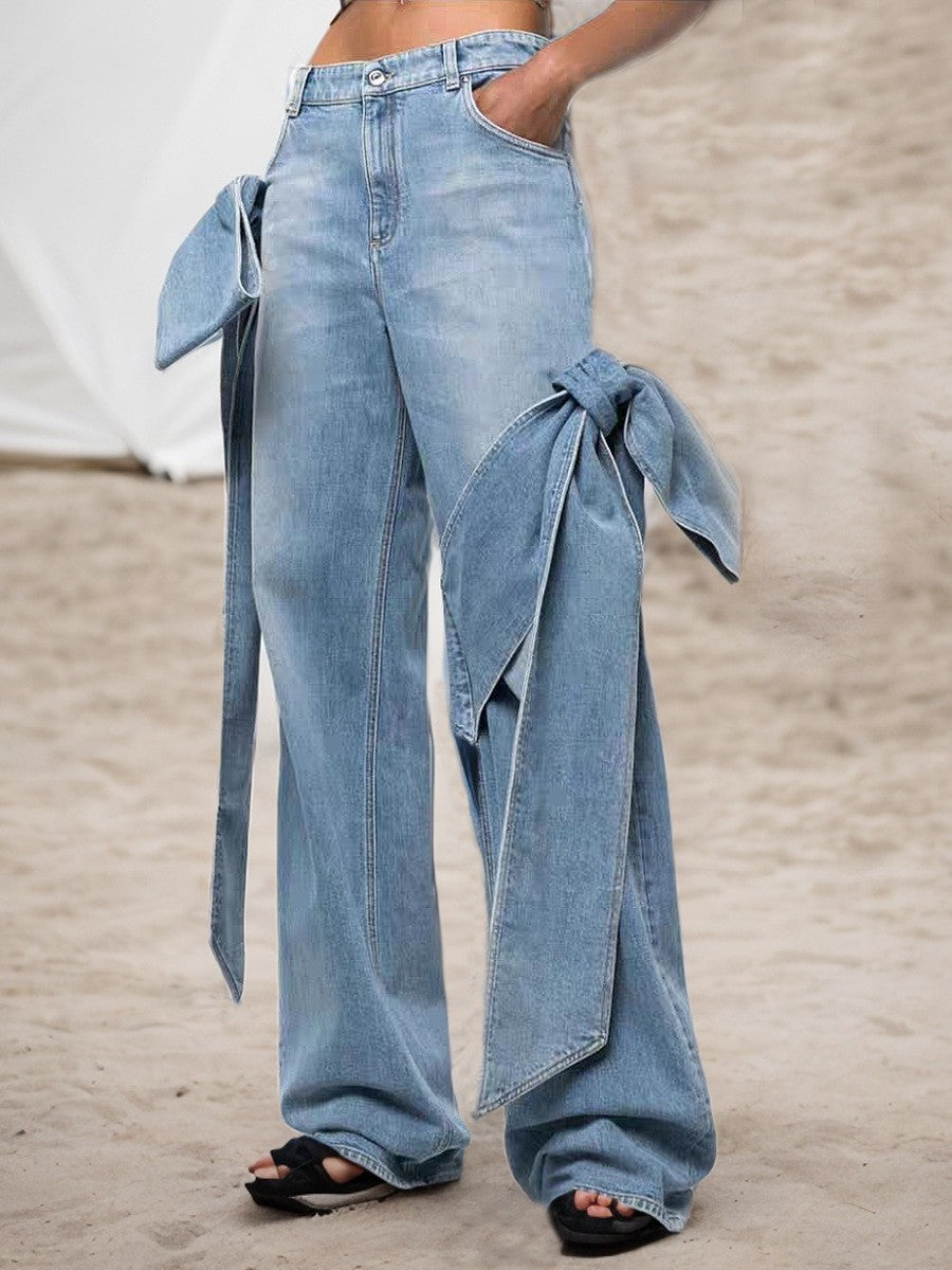 Bow Wide-Leg Jeans